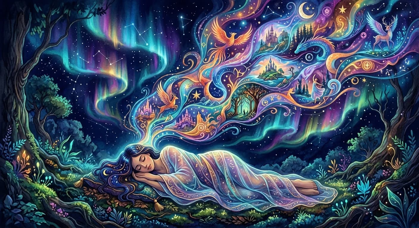 病の豊かな想像力を象徴する幻想的なイラスト