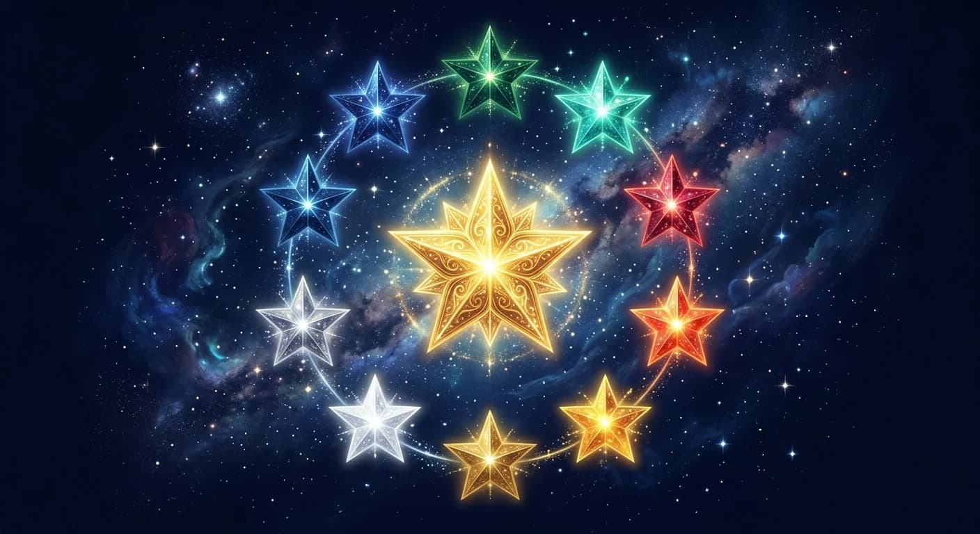 冠帯と通変星の組み合わせを象徴する星のイラスト