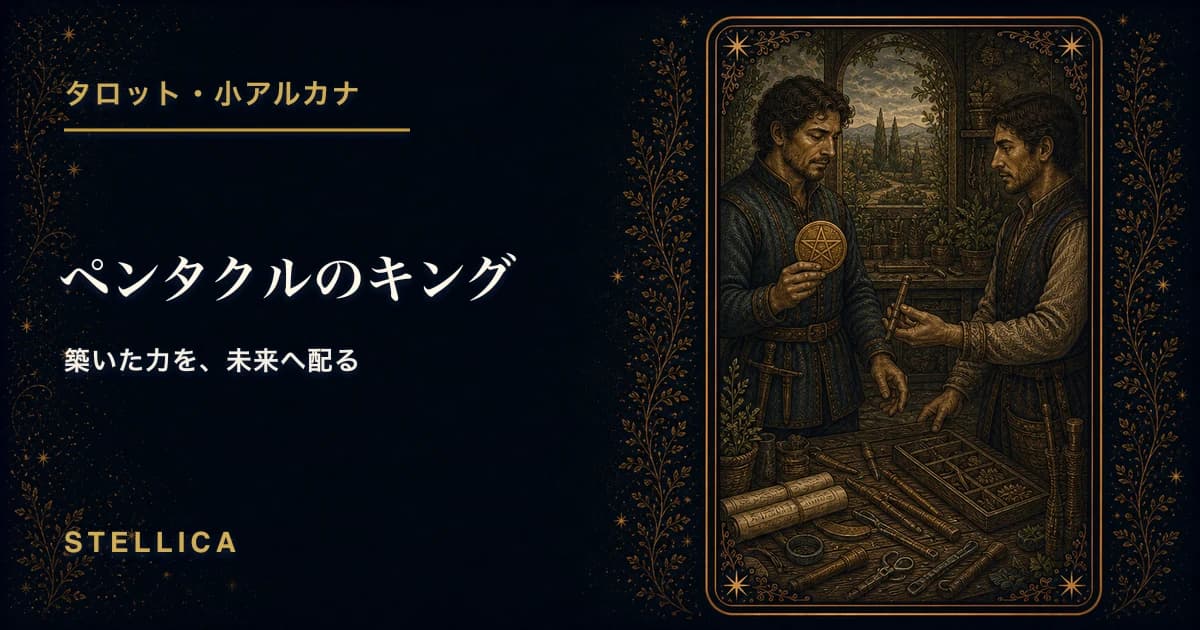 タロット「ペンタクルのキング」の意味|正位置・逆位置・恋愛・仕事を解説